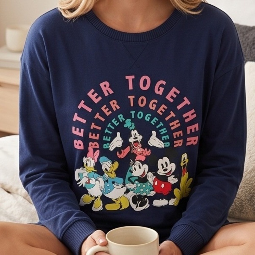 Disney S Mickey and Friends Better Together Sleep‎ Shirt Navy Blue Small